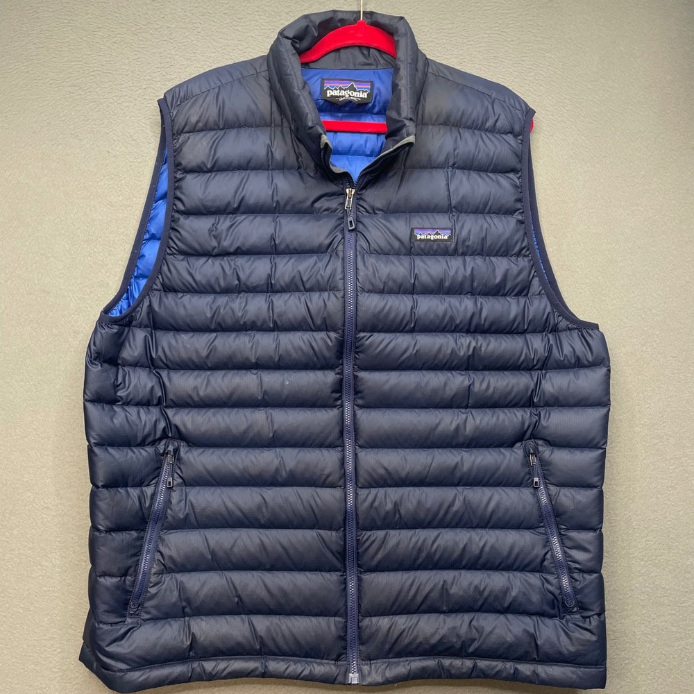 Patagonia Men XXL Down Sweater Vest 800 Fill Goose Down Navy Puffer FA17